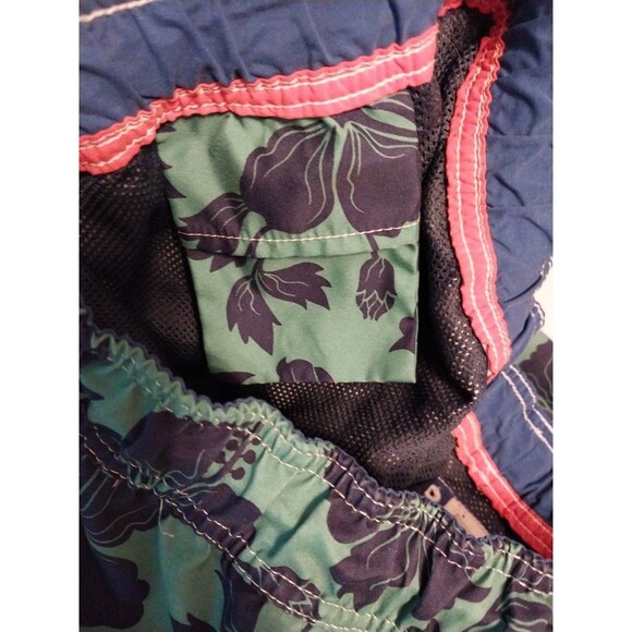 J Crew Men's Swim Trunks Shorts Sz L Green & Blue Floral Hawaiian Boho Beachy - Picture 10 of 13